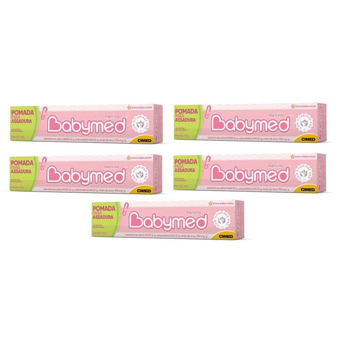 Kit 5 unidades Babymed Rosa Pomada para assaduras 45g
