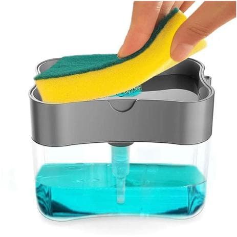 Dispenser Porta Detergente Com Suporte Porta Esponja 600ml 2 Em 1