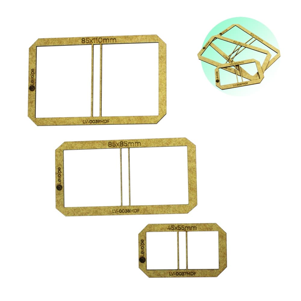 Kit Gabarito Bloquinho de papel Moldura Cartonagem Encadernação 3un Mdf