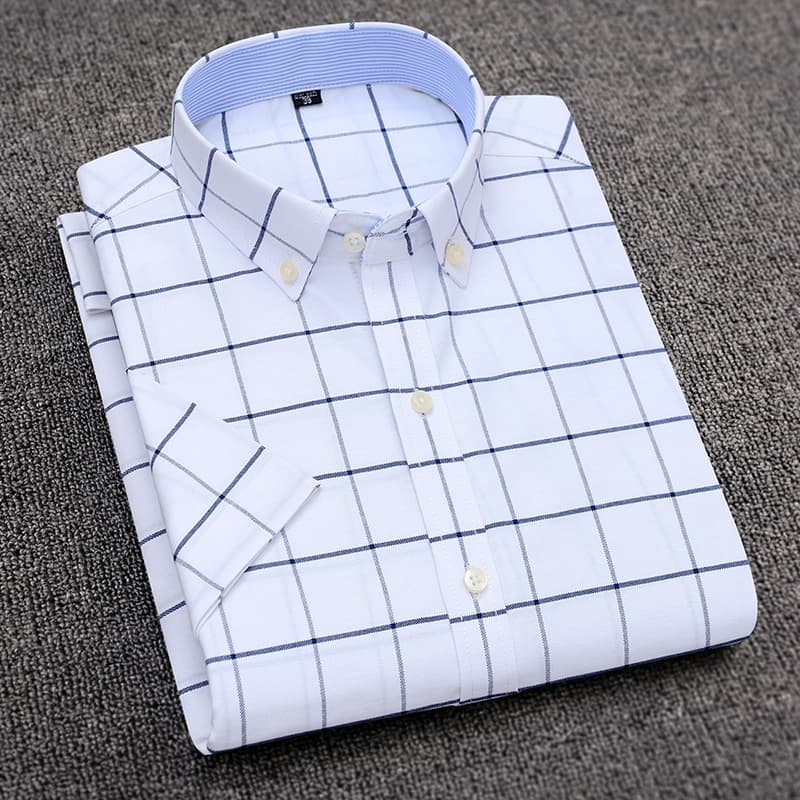 Casual 100% Algodão Plus Size Oxford Manga Curta Masculina Blusa Social Homens Sociais Camisas 7xl