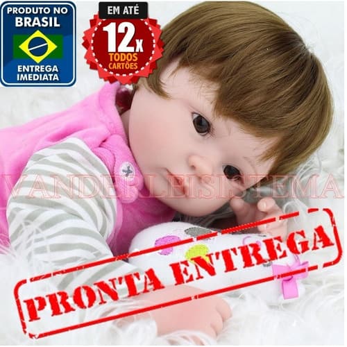 Boneca Bebê Reborn 42cm Silicone Pronta Entrega Linda Em 12x