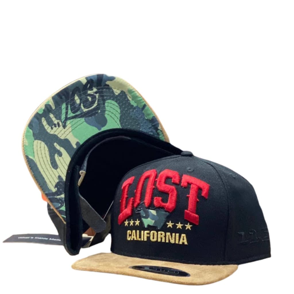 Boné Masculino Lost Aba Reta Califórnia Preto Azul Envio Imediato