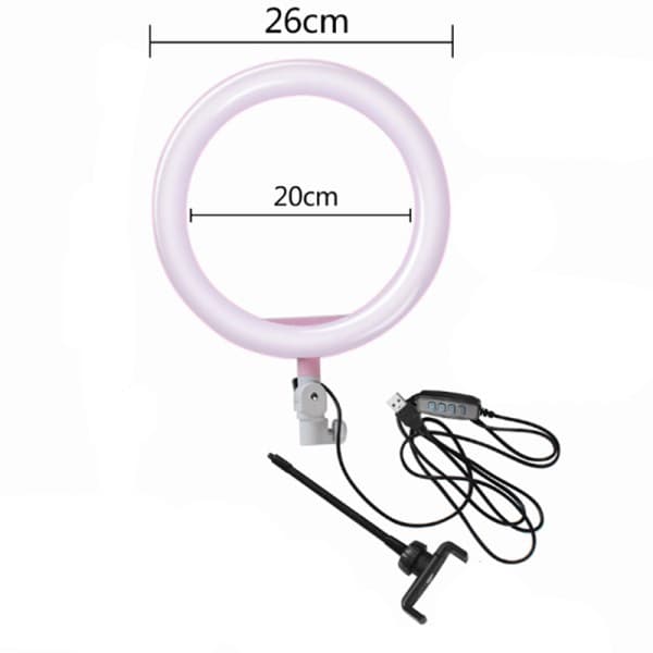 ILUMINADOR RING LIGHT PORTÁTIL 26CM 10in Com Tres Cores E Ajuste D/luminosidade