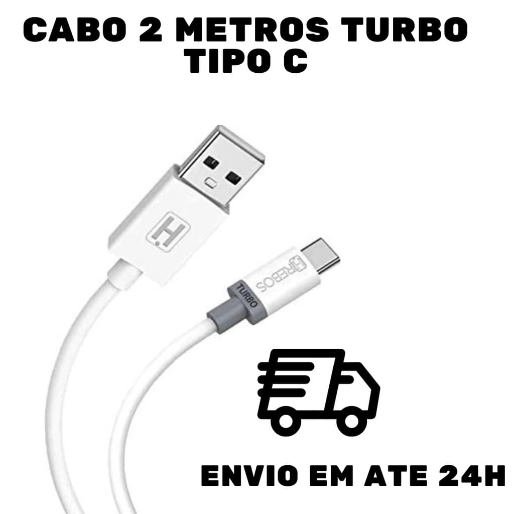 Cabo Usb Turbo Compatível Para Xiaomi Redmi Note 7,Note 8 Note 9 Tipo C HS-278 2 Metros