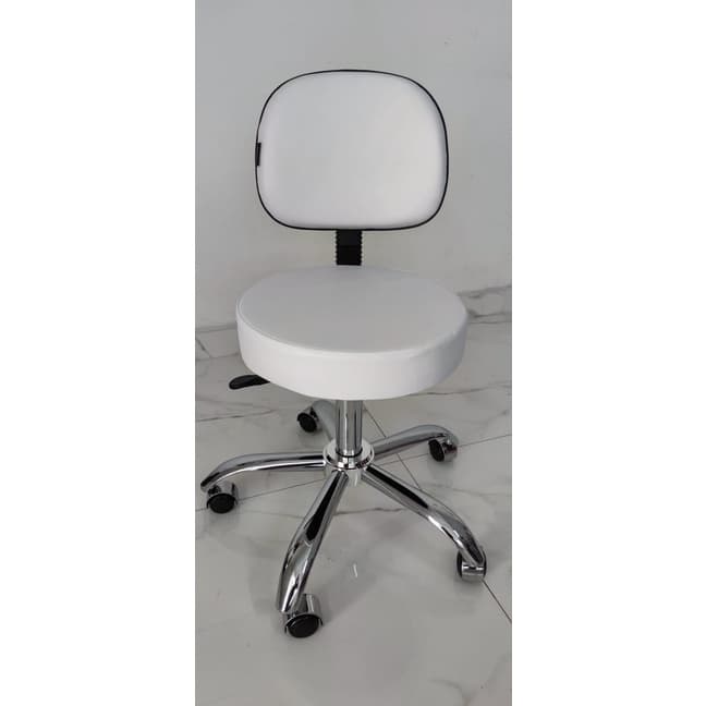 Cadeira Mocho Nice Estrutura Cromada Para Clinicas De Estética Branca