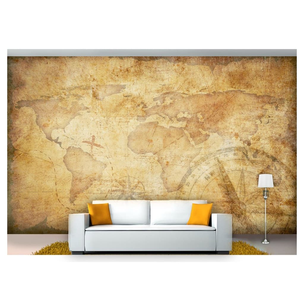 papel de parede Mapa Mundi Antigo bússola 6m² NMU16