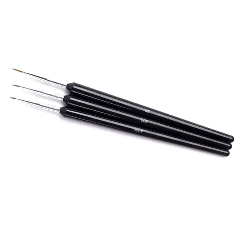 Kit 3 Pinceis Ponta Fina Decoração Das Unhas Gel Fibra Acrigel Nail pincel
