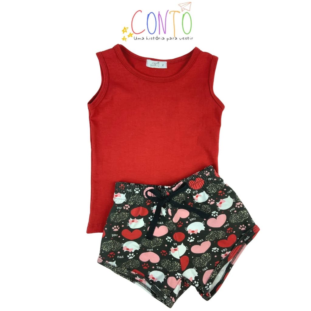 conjunto infantil menina verão short e blusa