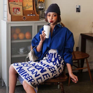 Coreano Dongdaemun Feminino Primavera 2021 Novo Estilo Ocidental Pacote Hip Saia Na Moda Divisão Carta De Malha De Compr