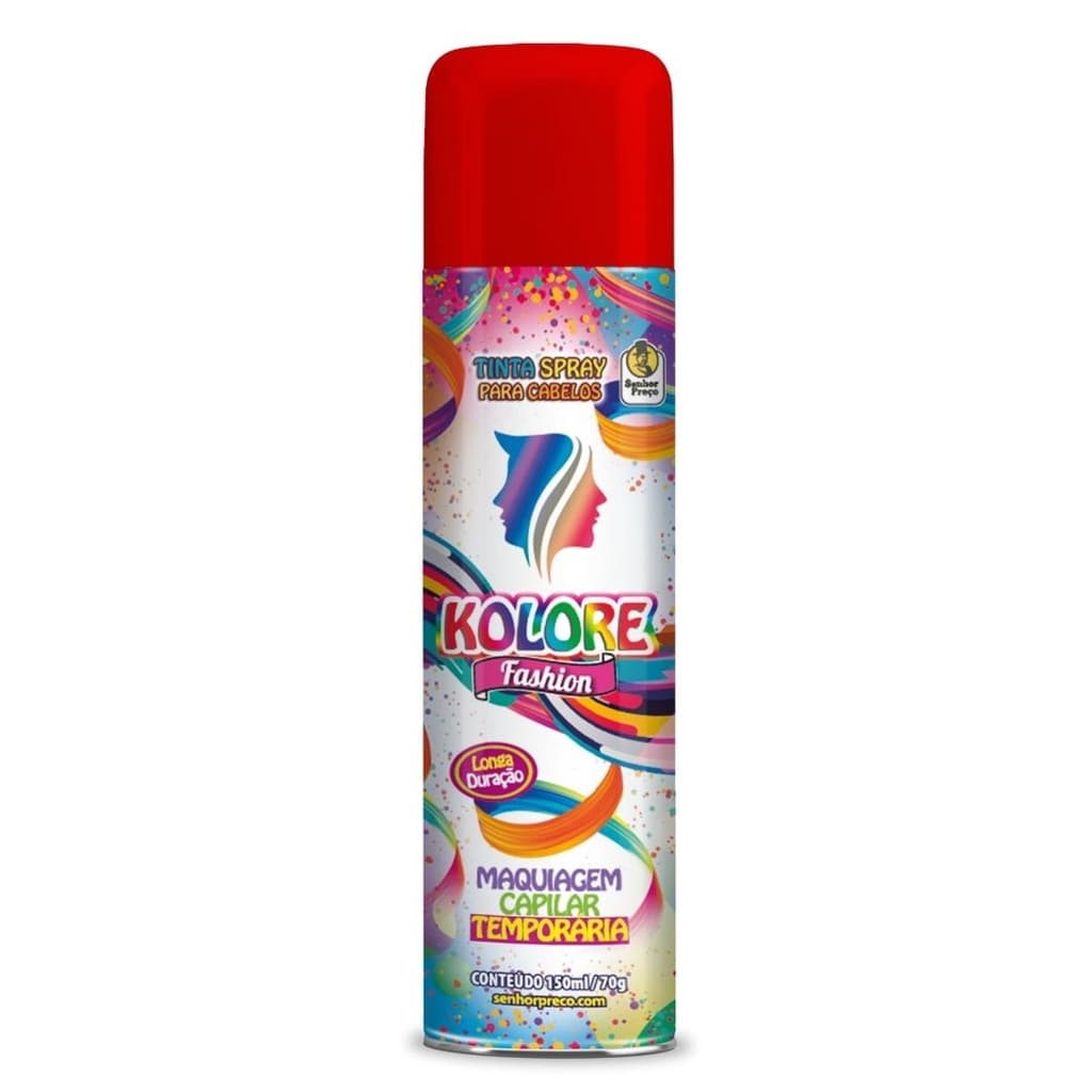 TINTA SPRAY PARA CABELO KOLORE FASHION 150ML VERMELHO