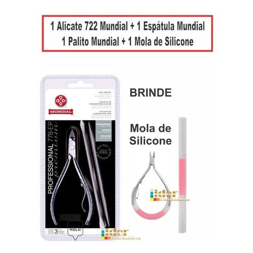 1 Alicate 722 Mundial 1 Espatula 1 Palitos 1 Mola Silicone