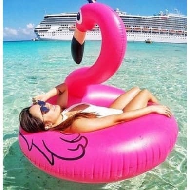 Boia Bote  Flamingo Inflável Grande 90 cm / 120 cm Rosa Piscina Praia