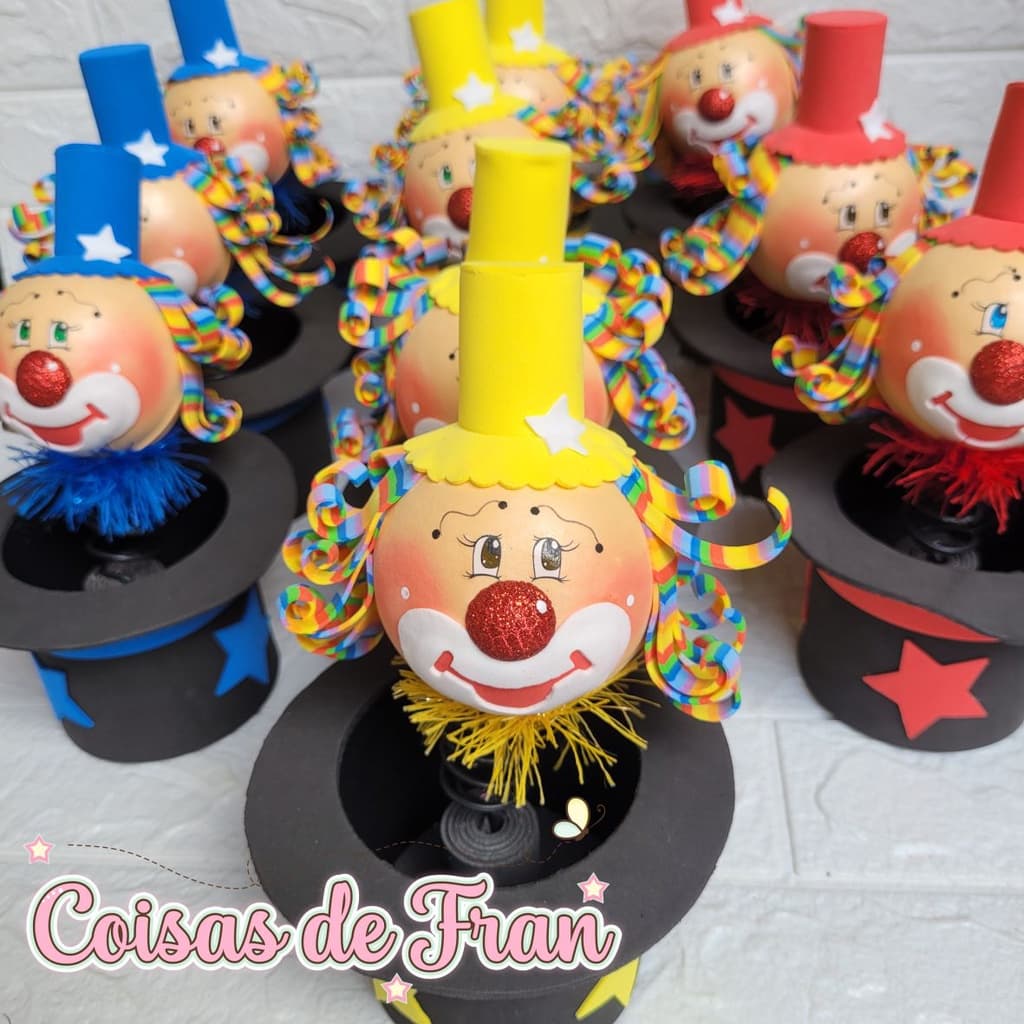 10 Centros de mesa Palhaço- lembrancinha circo, aniversário, festa, só um bolinho, infantil
