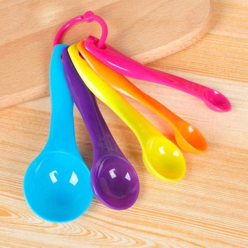 Kit Jogo Colheres Medidoras 5 Peças Medida Cozinha Colorida/Conjunto De Colher Medidora De Plastico Colors Com 5 Peças