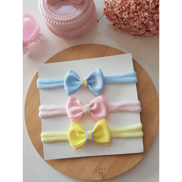 kit com 3 faixinhas para bebê / faixinhas para bebê candy colors