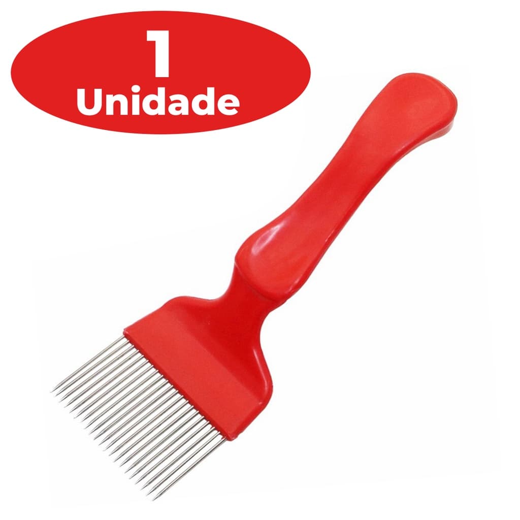 Garfo desoperculador reto vermelho 21pin 21 agulhas inox robusto apicultura mel abelha