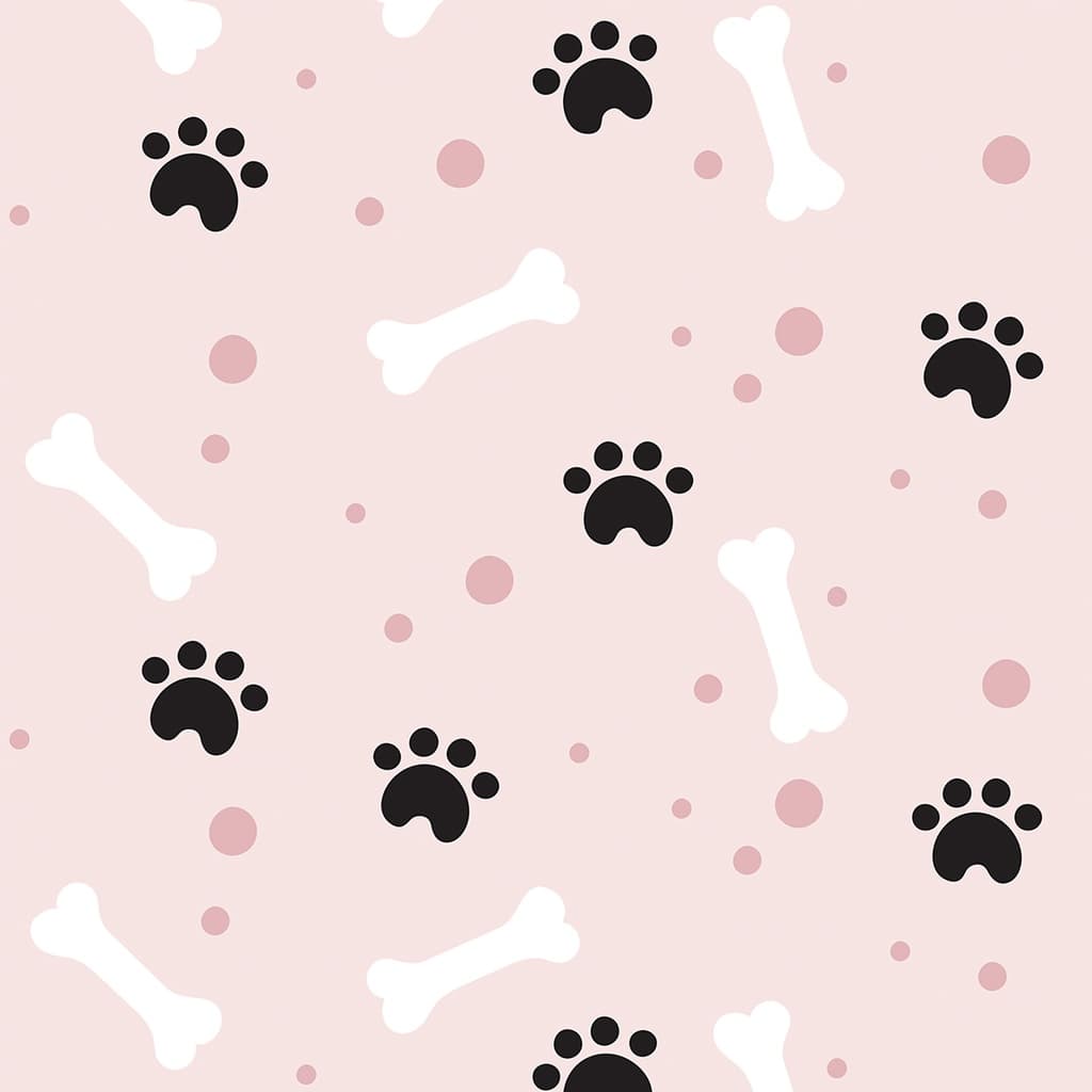 Papel de Parede Patinhas Ossinhos Animais Pet Rosa Adesivo Vinílico Lavável SSAN-037