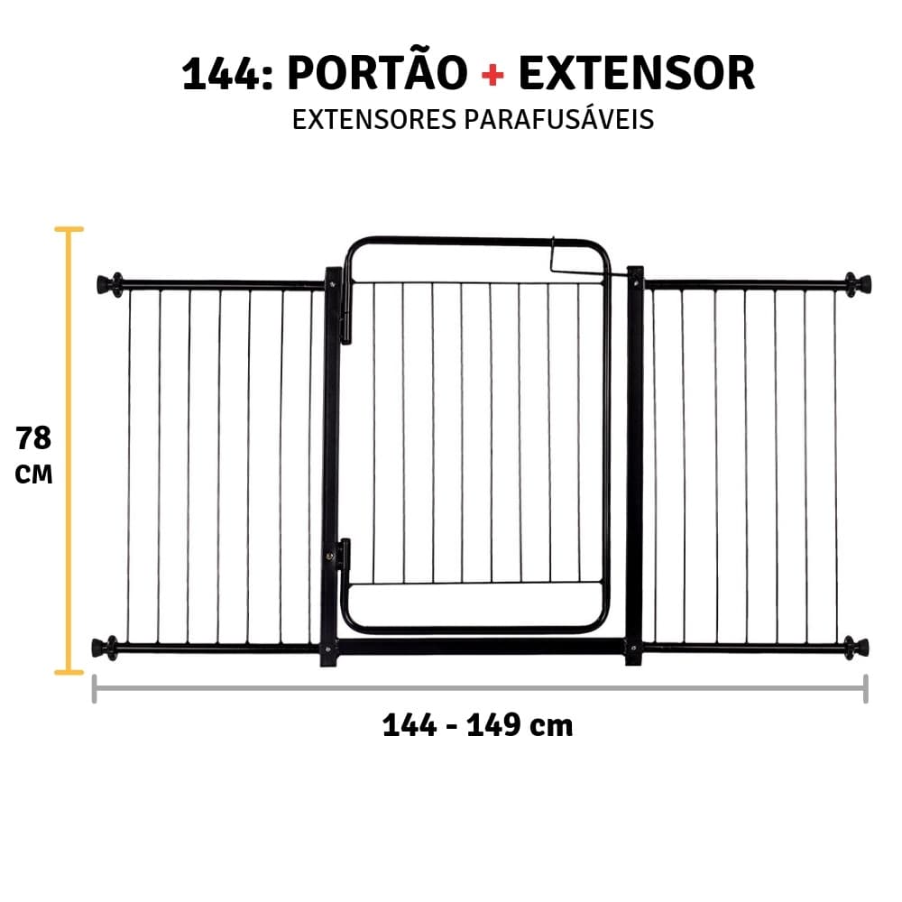 Grade De Porta Proteção Portão para Cachorro e Criança 144 A 149 Cm