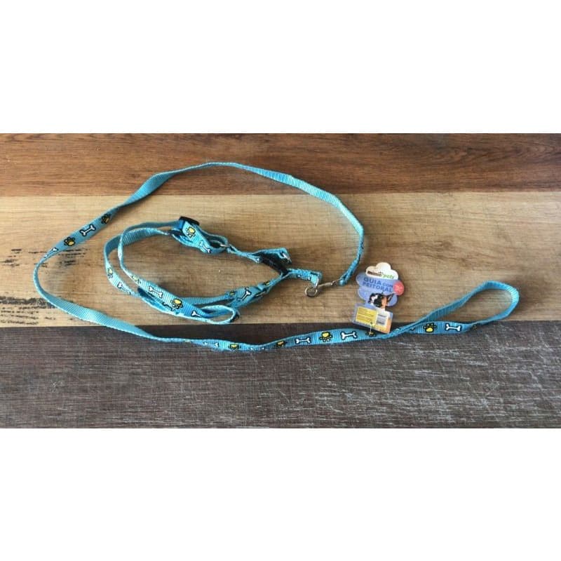 Coleira Guia Peitoral Para Cachorro Ajustável Pet Cão Grande Porte - Azul