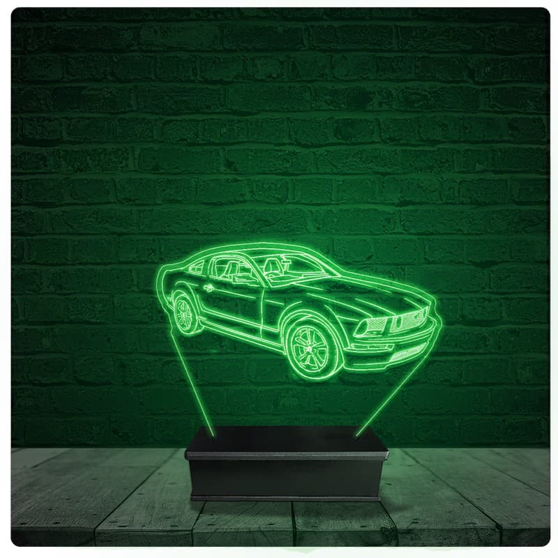 Luminária Abajur Acrílico Led - Ford Mustang carro Muscle