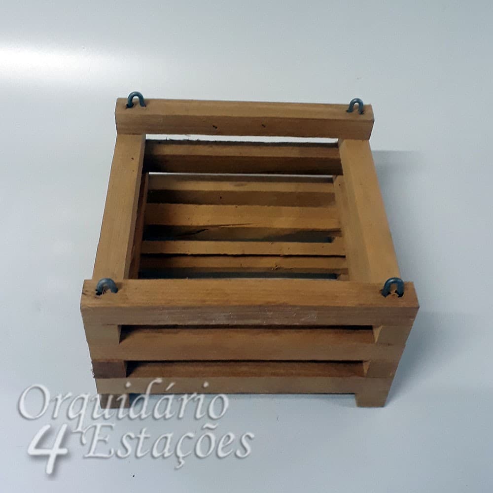 Cachepô de Madeira Rústico - Modelo Quadrado nº 02 Baixo - Tamanho: 15,5 x 15,5 x 9,5 "externo"