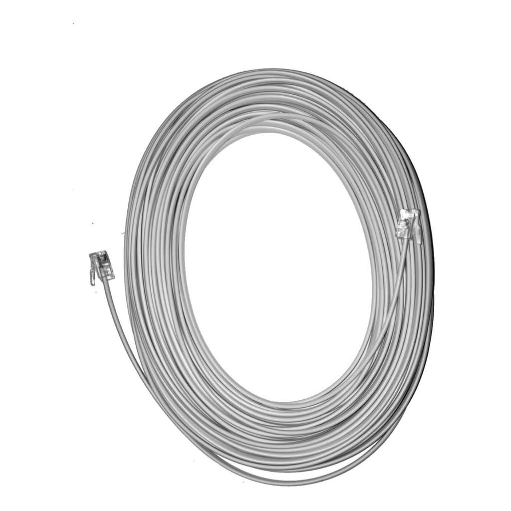 Fio de Telefone RJ 11. Tamanho: 10,0 Metros. Cabo pronto para conectar a linha telefônica em aparelhos de telefone, fax, modem adsl velox, fax modem pci e outros periféricos. Pronto para uso com os conectores nas extremidades.
