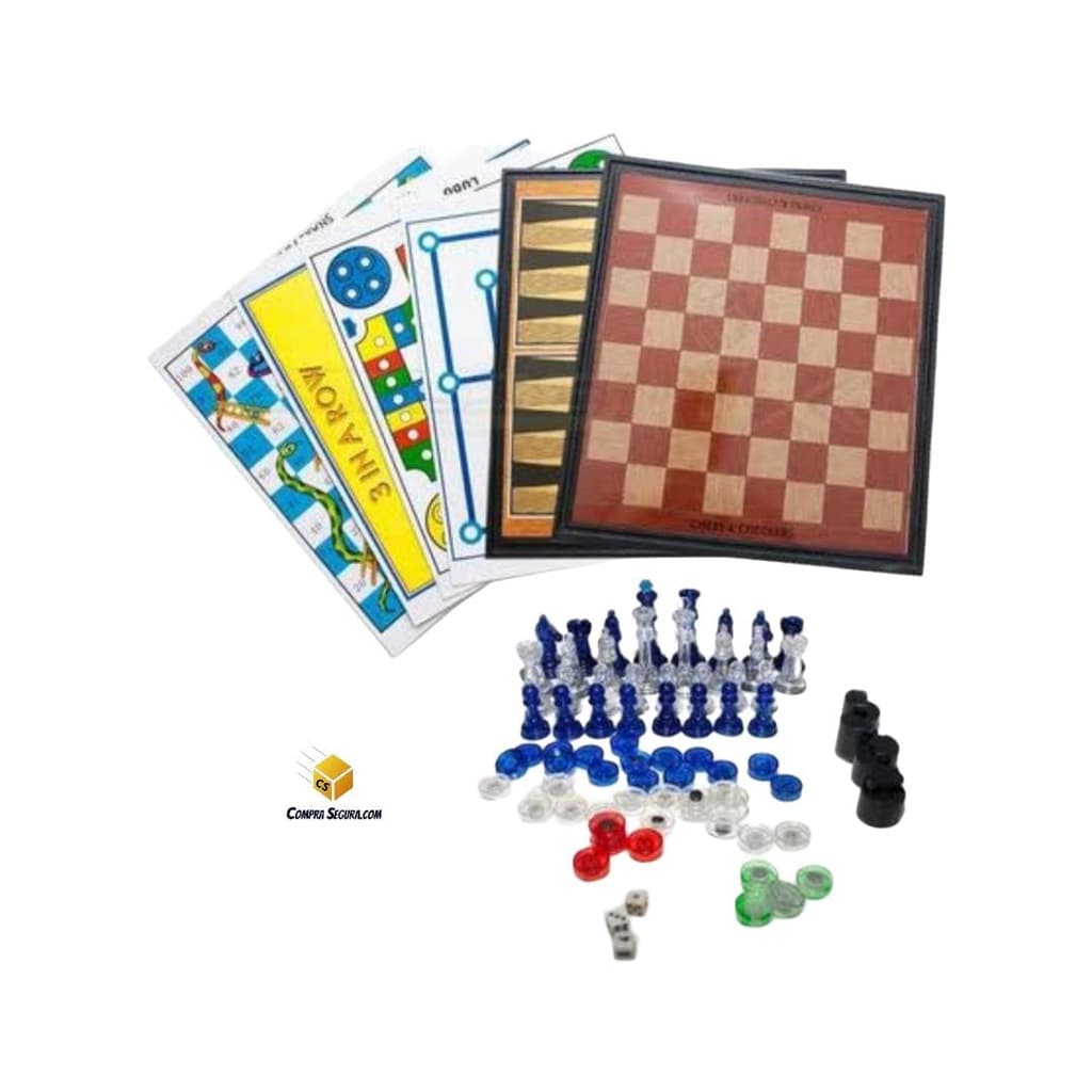 Jogo de tabuleiro pedagógico magnético 13 em 1: Xadrez, Dama, Gamão, Jogo da velha, Ludo, 9 men's morris e muito mais
