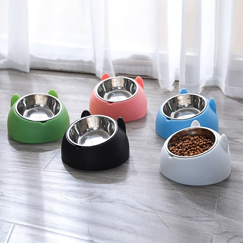 Comedouro pvc Com 1 Potes Em Inox Para Pet Cachorro Gato