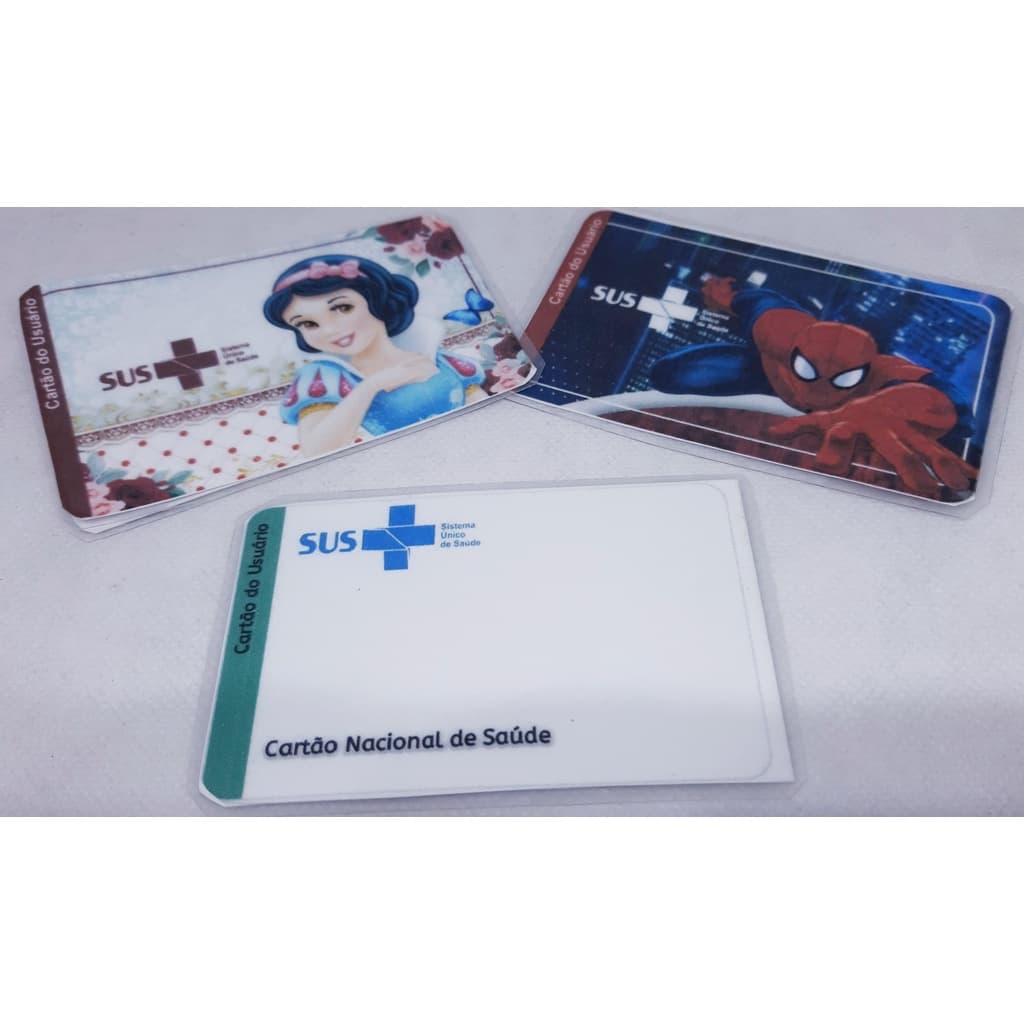 cartão do SUS personalizado e plastificado temas diversos