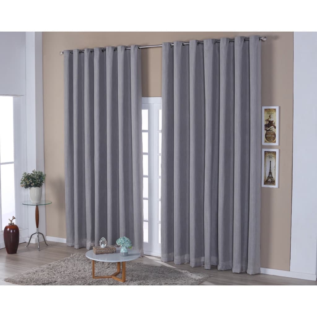 Cortina Luxo Voil Gaze De Linho Com Forro Blackout 3,00x2,50 Prata