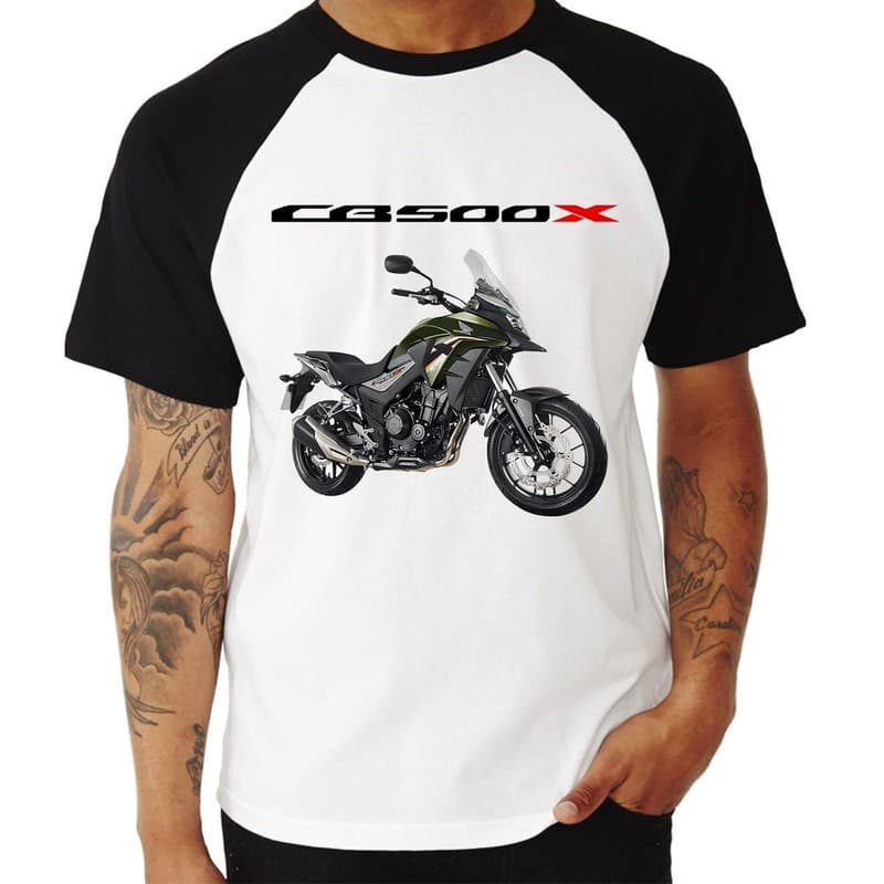 Camiseta Raglan Moto Honda CB 500 X Preta