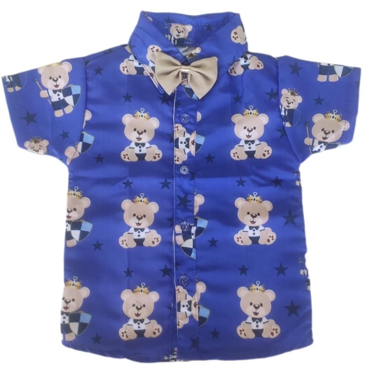 Camisa Temática URSO PRINCIPE infantil social menino com gravata