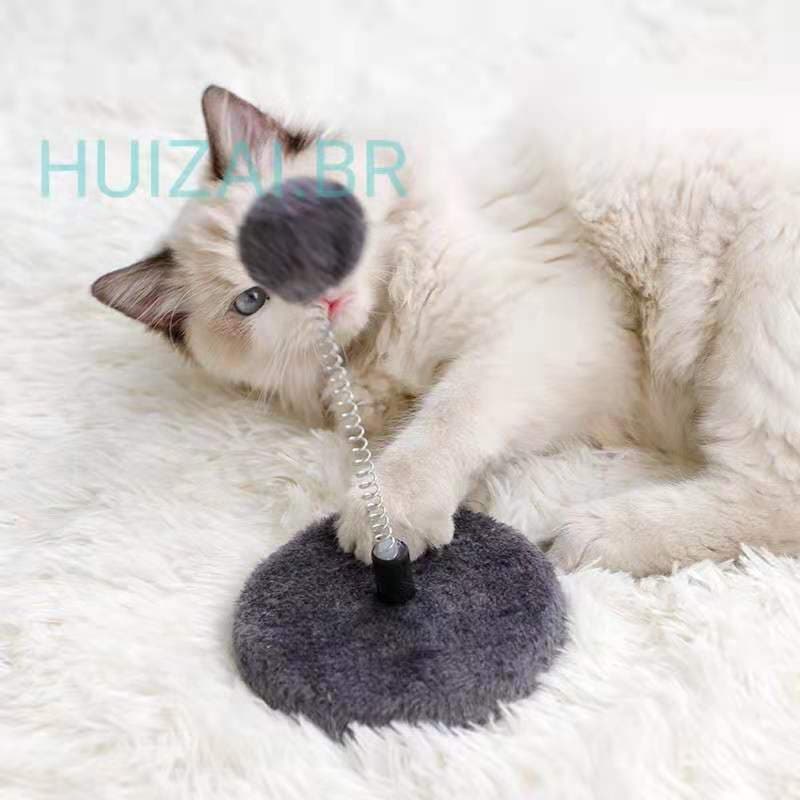 Gato brinquedo de gato mola estimulante gato feliz promoção arranhador gatos pelucia Brinquedo de Mola com bolinha