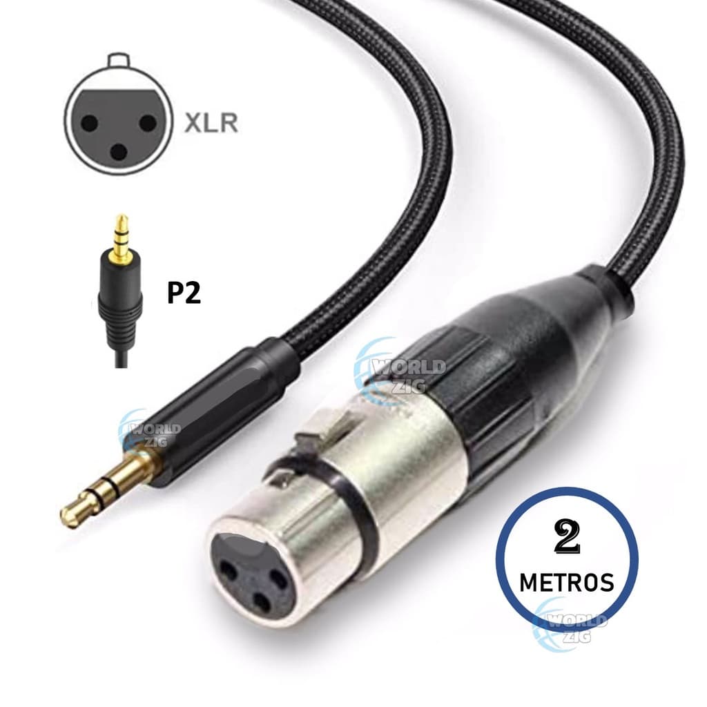 Cabo Estéreo Balanceado Para Microfone Condensador XLR Femea  de Linha x P2 Macho Estereo