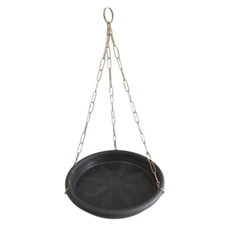 Prato preto 24,5 cm acoplados a corrente aço 45cm, para pendurar xaxins ou vasos