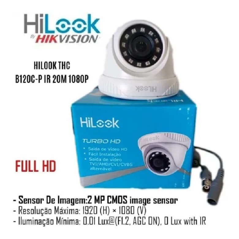 Câmera De Segurança Hilook Dome 2MP 1080P FHD THC T120-PC 2.8mm 20m full hd hikvision