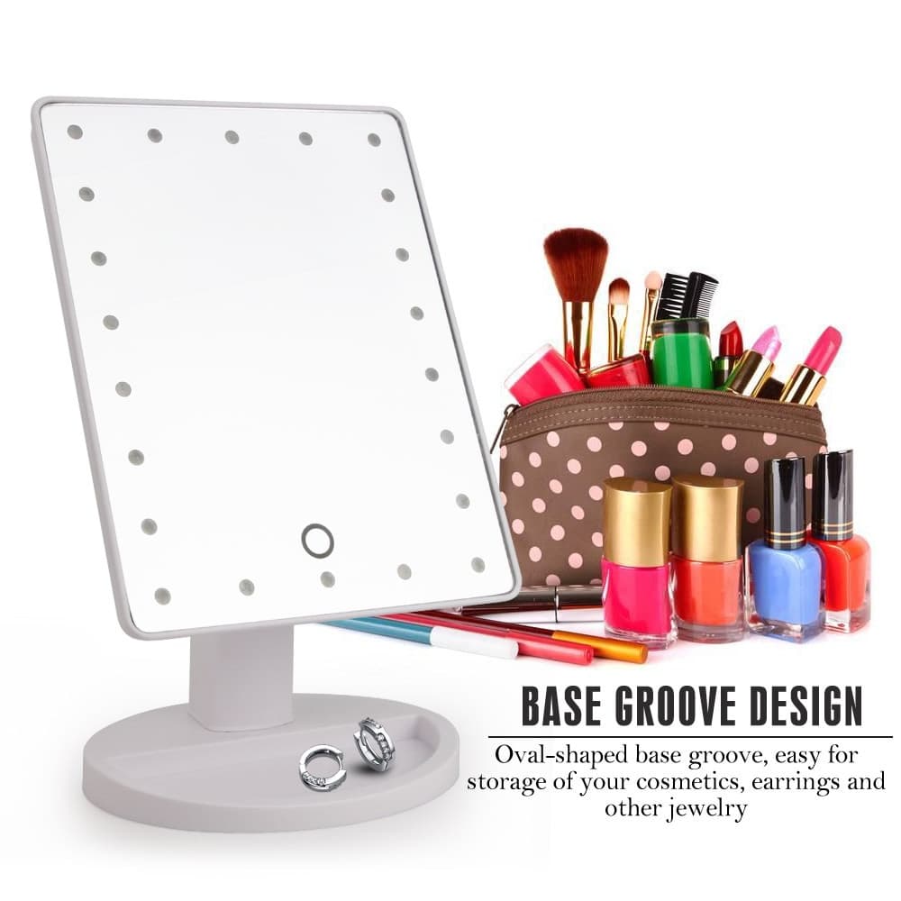 Espelho Mesa Luz Led Iluminado Portatil Quadrado 16 Led Maquiagem Camarim Touch
