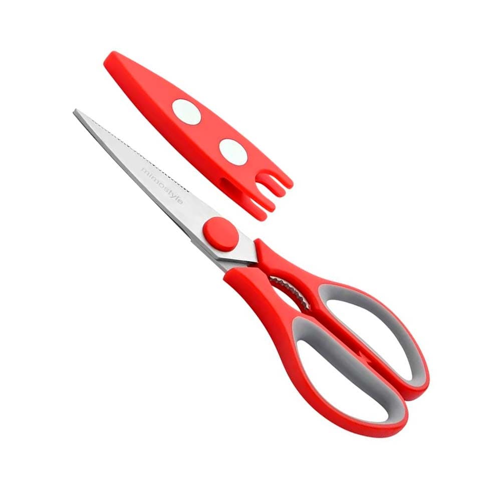 Tesoura Para Cozinha Com Capa Magnética Vermelha
