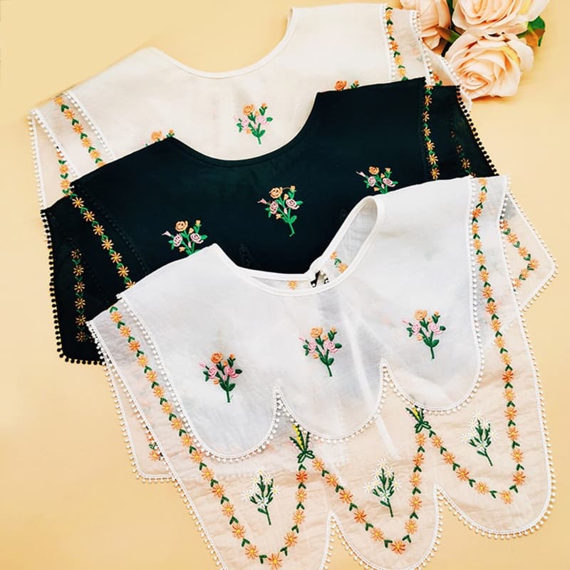 GODD Colar Falso Bordado Destacável Dickey Collar Lace Up Decote