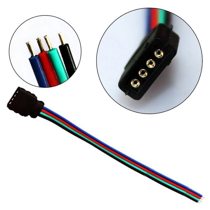 Kit 10 Conector Emenda 4 Vias para Fita Led Rgb 5050 3528 Rabicho Fêmea