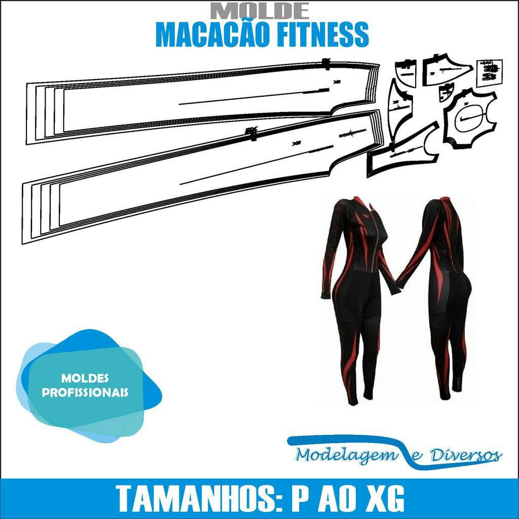 Macacão Fitness, Modelagem&Diversos, Tamanhos P Ao Xg