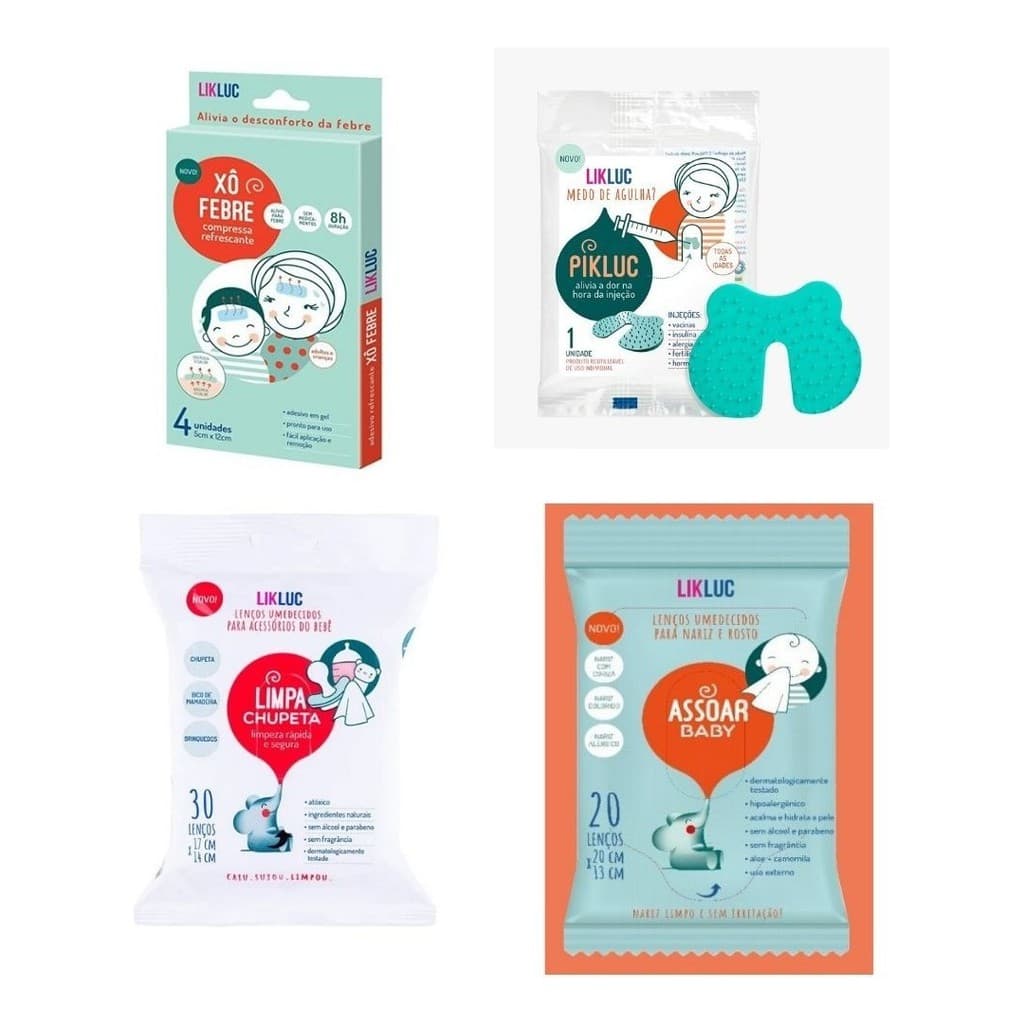 Kit Saúde Do Bebe Xo Febre + Pikluc + Limpa Chupeta + Assoar