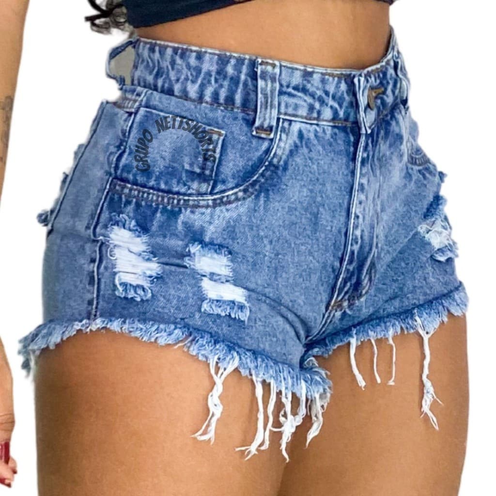 Kit 10 Shorts Jeans Feminino Cintura Alta