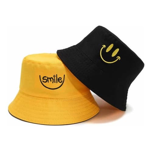 Bone Chapeu Bucket Hat Bulier Modas Sorriso Duas Face Amarelo Preto