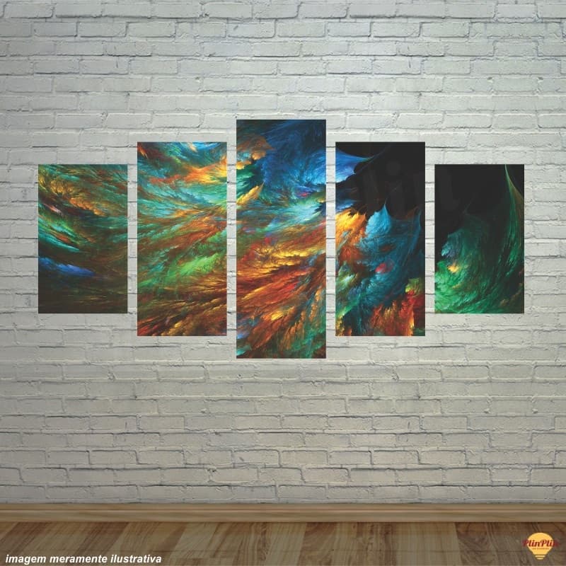 Quadros de decoração/decorativo - tela/canvas/colorido/abstrato - Mosaico com 5 peças