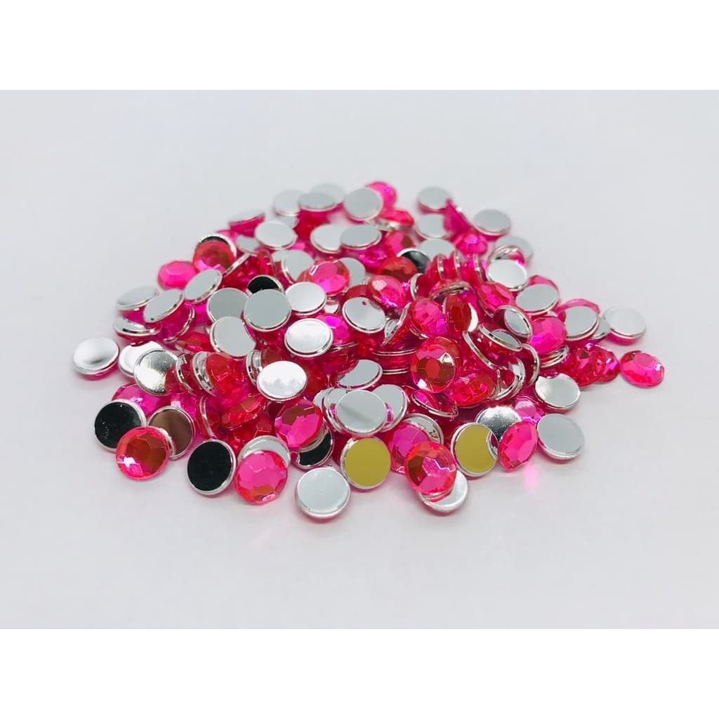 Chatons Acrilico S/ Furo Para Colagem - Rosa Chiclete 8MM - 500 Und Aprox