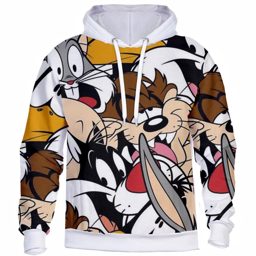 Blusa de Frio Moletom Masculino Feminino 3D Estampa de Desenho Animado Com Capuz Flanelado