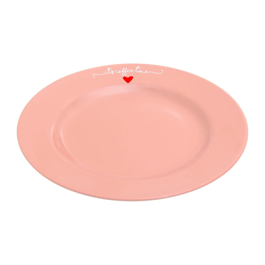 Jogo 04 Pratos Porcelana Sobremesa Lamour Rosa 19CM