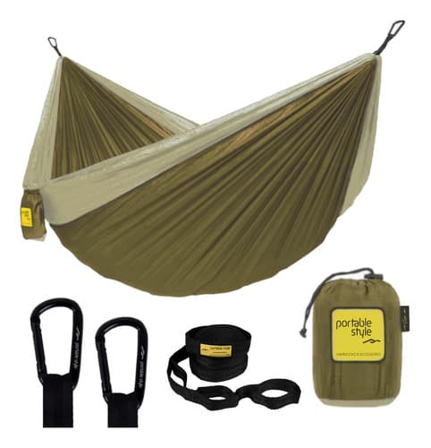 Rede de Descanso Casal Camping Portátil Dupla C/Cinta de fixação Portable Style