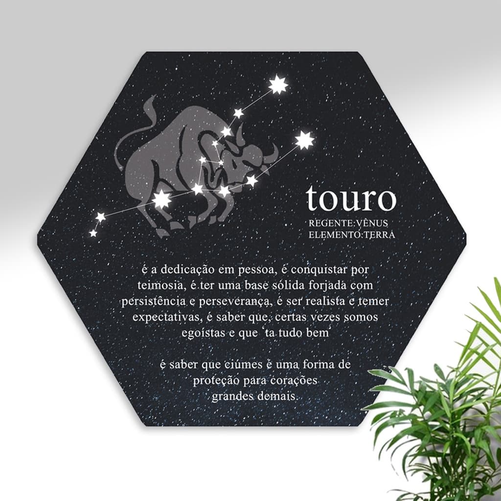 Quadro Decorativo Signo Touro Hexagonal
